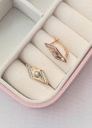 Сережки геометрія, медичне золото xuping