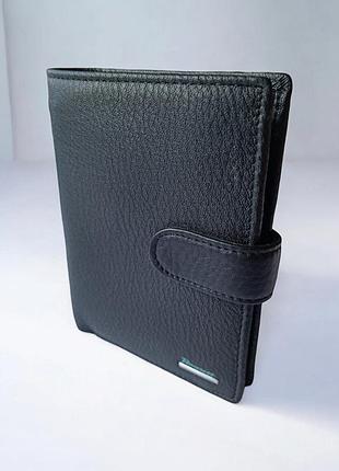 Кошелёк портмоне мужское большое из натуральной кожи чёрное prensiti 302a_black
