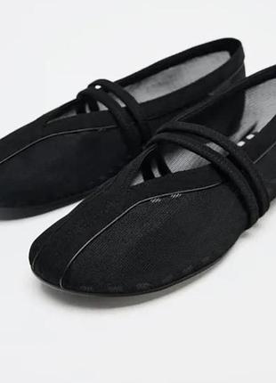 Балетки лофери сітчасті zara мері джейн