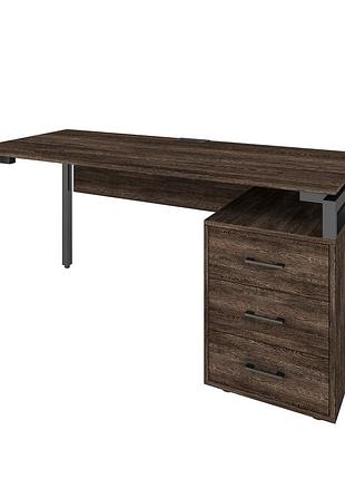 Офисный стол руководителя loft detailslp черный каркас, с царгой 200см * 70см, венге винтаж, 18