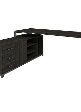 Офисный стол руководителя loft details fp180 черный каркас 200см * 70см, морское дерево, 18