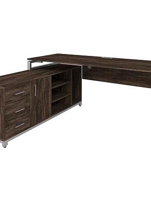 Офисный стол руководителя loft details f180 с царгой серый каркас 180см * 70см, венге винтаж, 36