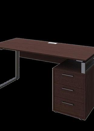 Офисный стол руководителя loft details l180 с царгой черный метал 50*25 180см * 70см, венге магія, 18