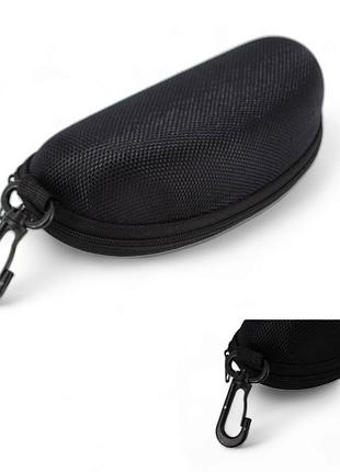 Футляр твёрдый для солнцезащитных очков чёрный с карабином f2_black_cord