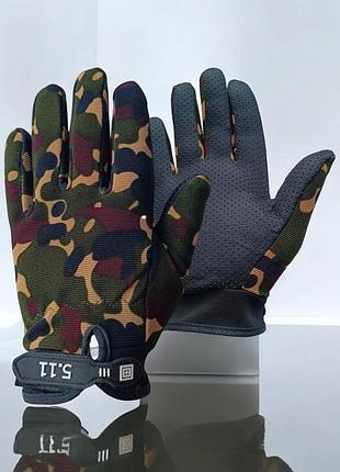 Рукавички тактичні з пальцями трикотажні камуфляжні 9061_camouflage