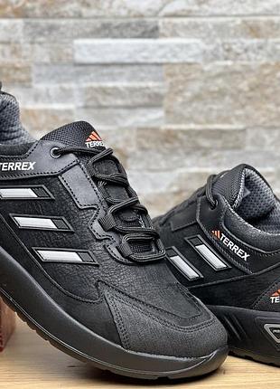 Кроссовки мужские кожаные adidas terrex pro black leather