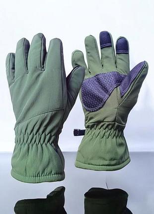 Перчатки тактические тёплые softshell на флисе олива 9100_l_olive
