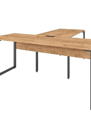 Офисный стол руководителя loft details kb180 с царгой черный каркас 180см * 70см, дуб крафт золотой, 36