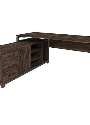 Офисный стол руководителя loft details f180 с царгой черный каркас 180см * 70см, венге винтаж, 18