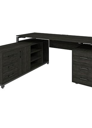 Офисный стол руководителя loft details fl180 с царгой черный каркас 180см * 70см, морское дерево, 36