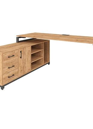 Офисный стол руководителя loft details fp180 черный каркас 180см * 70см, дуб крафт золотой, 36