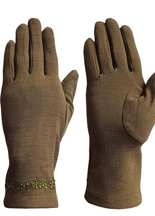 Перчатки женские трикотажные без подкладки мария зелёные 7051_6,5-8,5_green