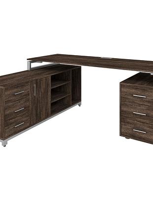 Офисный стол руководителя loft details fl180 серый каркас 200см * 70см, венге винтаж, 18