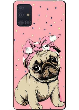 Чехол силиконовый бампер для samsung a51 с рисунком мопс