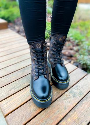 Dr martens jadon lv premium fur, ботинки мартинсы на платформе женские зимние с мехом6 фото