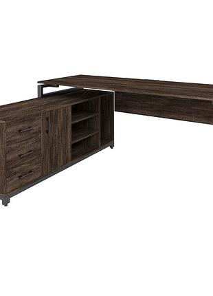 Офисный стол руководителя loft details fm180 с царгой черный каркас 180см * 70см, венге винтаж, 18