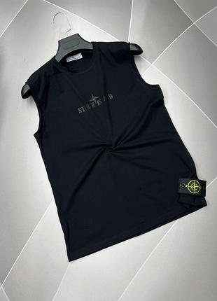Чоловіча безрукавка чорна stone island,nike в норму/батал/супербатал