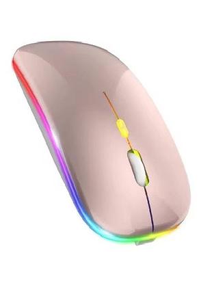 Мышка бесшумная компьютерная macarone перезаряжаемая bluetooth usb розовая