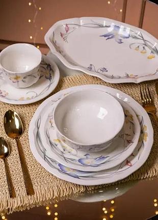 Столовый набор посуды villeroy тарелок и чашек 32 предмета на 6 персон фарфоровый