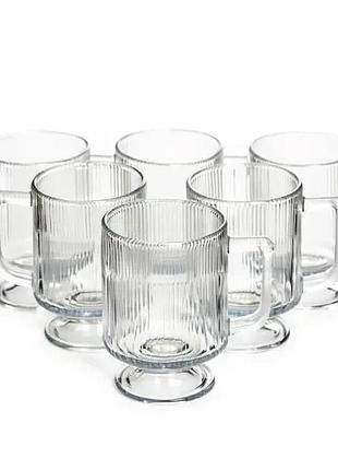 Набор стеклянных чашек goblet 300 мл 6 шт из рифленого стекла