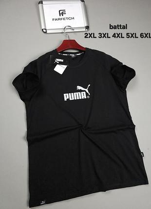 Футболка чоловіча чорна puma в нормі,батал, супербатал