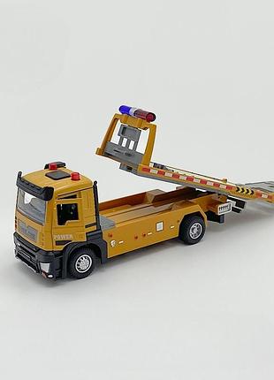 Машинка евакуатор yayong toy інерційна з металевою кабіною та рухомою платформою 1:32 жовта 86461 (4821000406670)