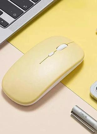 Мышка бесшумная компьютерная bluetooth macarone lite желтая