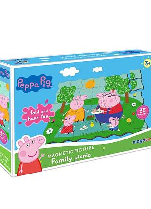 Магнітний пазл свинка пеппа "пікнік" 35 елементів 15х21 см