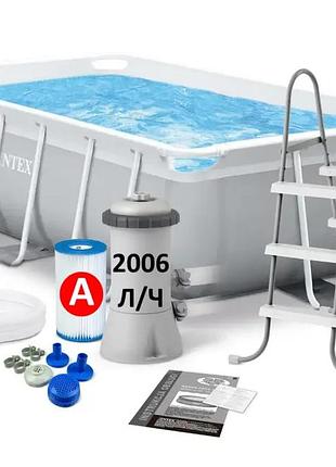 Бассейн каркасный intex прямоугольный 300х175х80 см 3539 л фильтр-насос лестницы prism frame rectangular pool