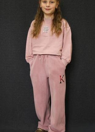 Дитячі штани унісекс полар фліс двосторонній ягуар пудра, 134