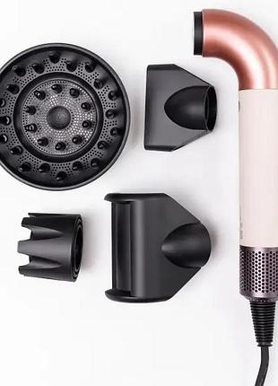 Фен стайлер super hairdryer 1600 вт прибор для волос с холодным горячим воздухом 4 насадки розовый