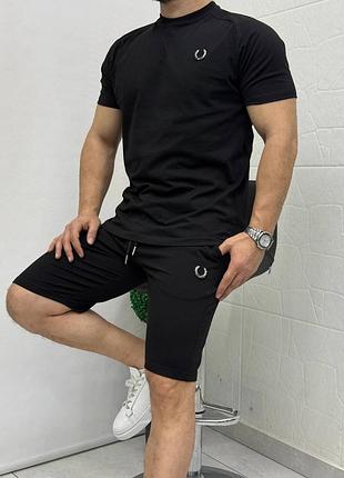 Спортивний костюм чоловічий чорний осінній весняний літній з шортами