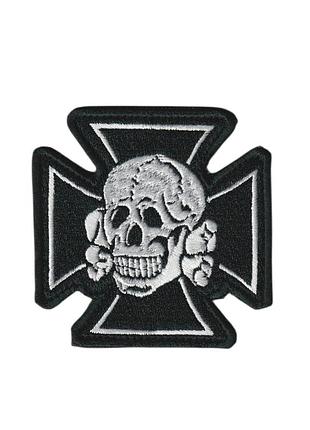 Шеврон череп luftwaffe, на липучке, на черном фоне, всу 8 см* 8 см