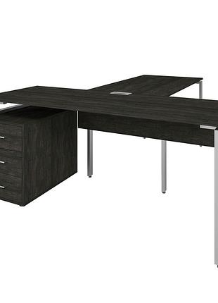 Офисный стол руководителя loft details lmb180 с царгой серый каркас 200см * 70см, морское дерево, 18