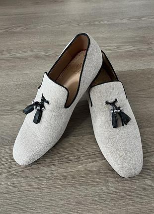Лоферы льняные christian louboutin