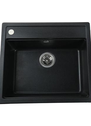 Гранітна мийка globus lux volta чорний металік 570х510мм-а0001