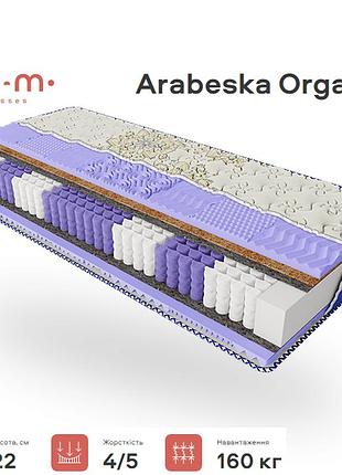 Матрас organza 22см 180*200 органза arabeska (7-zone pocket+кокос)