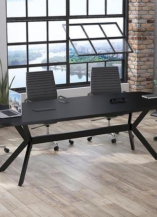 Стол для переговоров академия loft design черный st7 с розетками