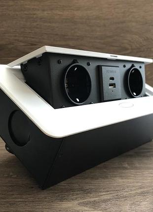 Настольная розетка 2r+usb+type-c белая