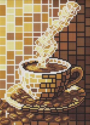 Алмазная мозаика "витраж. кофе" на подрамнике 30х30 см