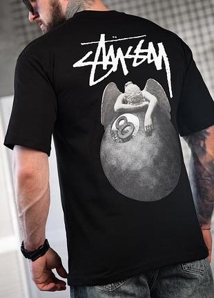 Футболка мужская oversize stussy n.8 black тр6878(1 - 02)