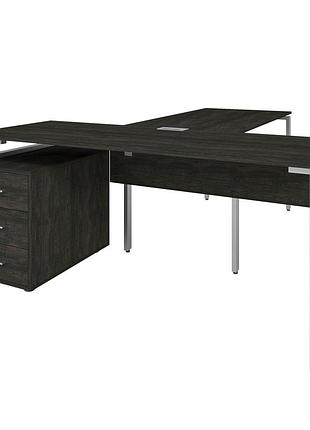 Офисный стол руководителя loft details lb180 с царгой серый каркас 180см * 70см, морское дерево, 36