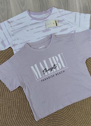 Футболка для девочки pepperts набор 2 шт оверсайз укороченная malibu белая/сиреневая