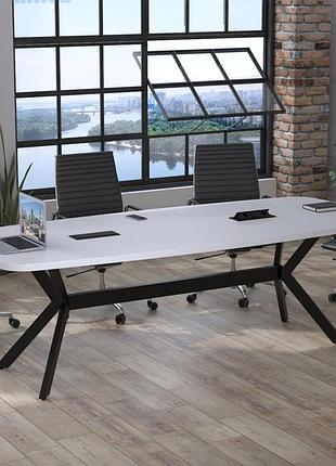 Стол для переговоров академия loft design белый с розетками