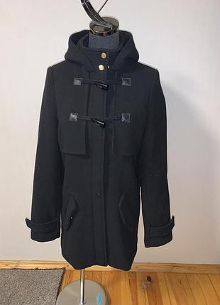 Шерстяное пальто с капюшоном парка чёрного цвета ❤️
