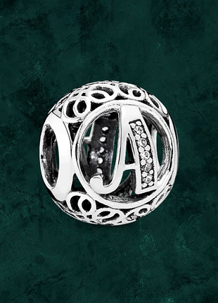 Посріблена намистина шарм "літера  а " pandora (пандора) 791845cz