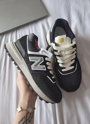 Класні жіночі кросівки new balance 574 dark graphite cream beige темно-графітові
