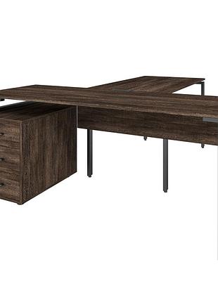 Офисный стол руководителя loft details lb180 с царгой черный каркас 180см * 70см, венге винтаж, 36