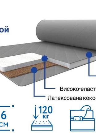 Тонкий мини-матрас 6см 140x200 bora серия gray-white collection