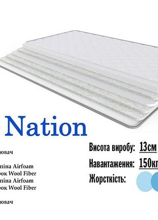 Матрас беспружинный 13см nation 120x190 united collection